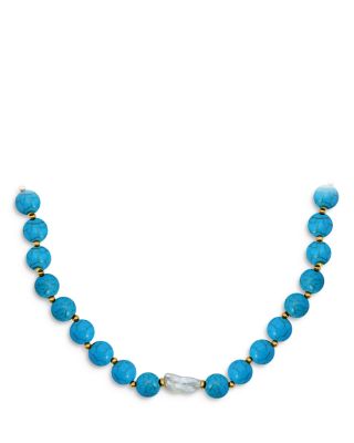 Beads & Cultured Freshwater Pearl Necklace, 16" - Exclusive