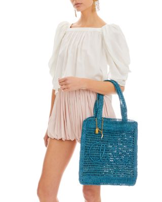 トートバッグ CHLOE Cerulean Blue Raffia Estate Banana Shopping Bag Chloé S901 in Blue | Lyst