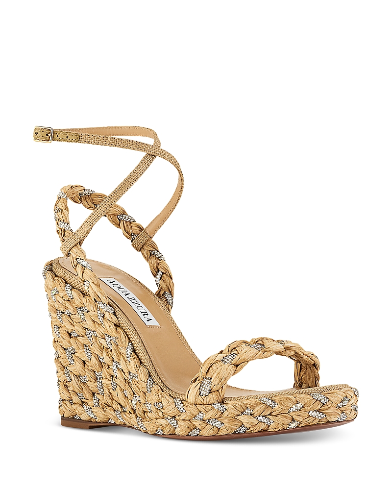 Shop Aquazzura Women's Costiera Wedge Sandals In Natural