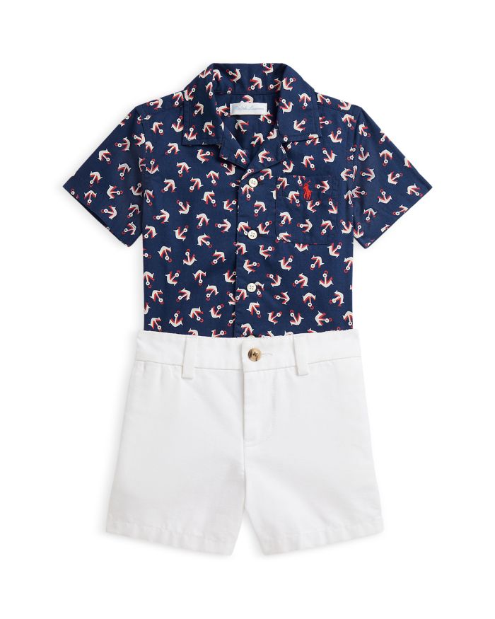 Boys' Anchor Cotton Camp Shirt & Short Set - Baby