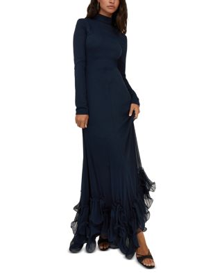 ROTATE Chiffon Ruffle Long Sleeve Maxi Dress | Bloomingdale's