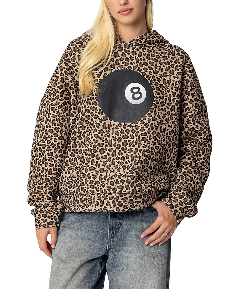 EDIKTED LEOPARD MAGIC 8 OVERSIZED HOODIE