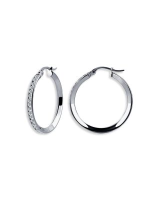 Cubic Zirconia Channel Set Hoop Earrings in Sterling Silver - Exclusive