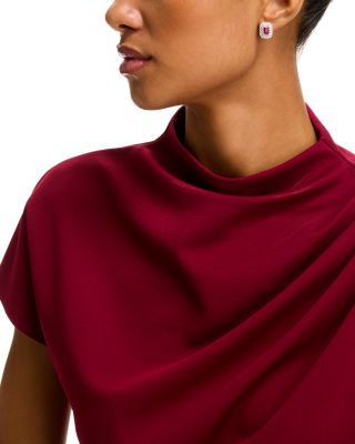 Ruby & Diamond Double Halo Statement Stud Earrings in 14K White Gold