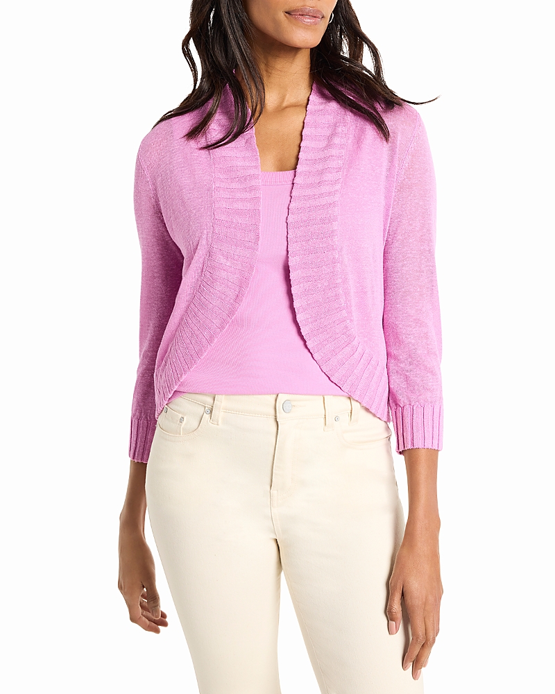 Nic + Zoe Nic+zoe Linen Blend Bolero Cardigan In Camellia