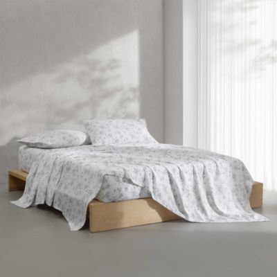 Printed Cotton Sateen 4 Piece Sheet Set, Queen