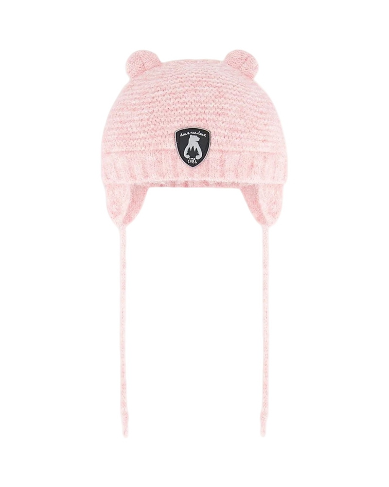 Deux Par Deux Girls' Knit Hat With Ears - Baby In Coral Cloud