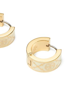 Tory Burch Small Double T Monogram Hoop Earrings in Gold