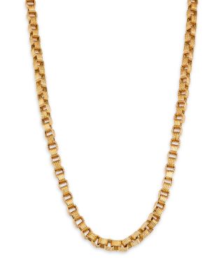 18K Yellow Gold Bold Gold Box Link Chain Necklace, 18"