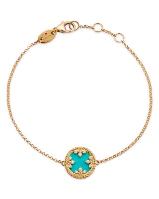 Roberto Coin - 18K Yellow Gold Venetian Princess Medallion Turquoise, Mother of Pearl, & Diamond Reversible Bracelet, 7"