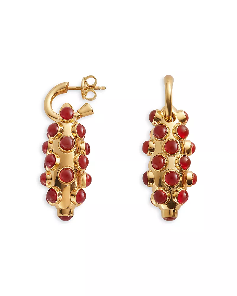 Bottega Veneta Carnelian Small Ellipse Drop Earrings in 18K Gold Plated Sterling Silver
