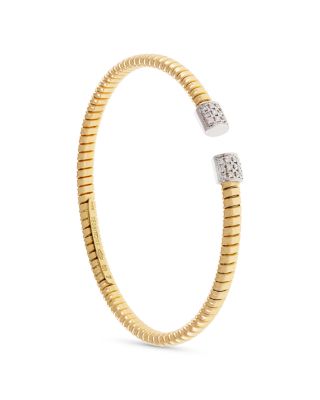 18K Yellow Gold Via Mercanti Tubogas Diamond Bangle Bracelet