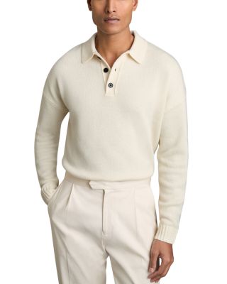 Jacob Relaxed Fit Quarter Button Long Sleeve Wool Knit Polo