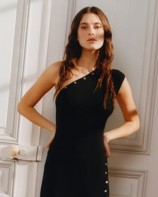Asymmetric Knit Maxi Dress