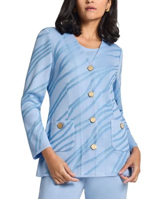 Misook - Printed V Neck Jacket