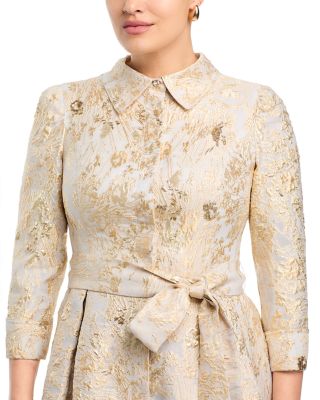 Metallic Jacquard Shirt Dress