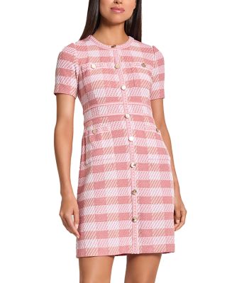 Plaid Button Front Sheath Dress