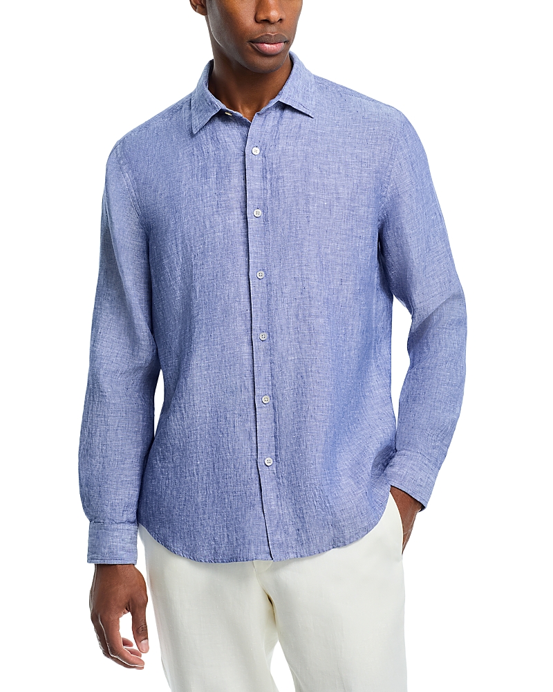 The Men's Store at Bloomingdale's Yarn-Dyed Standard Fit Linen Shirt in Cadet - Exclusive