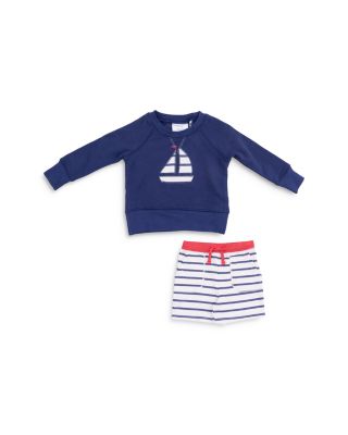 Angel Dear - Boys' Sailboat French Terry Raglan Sweatshirt & Shorts Set - Baby