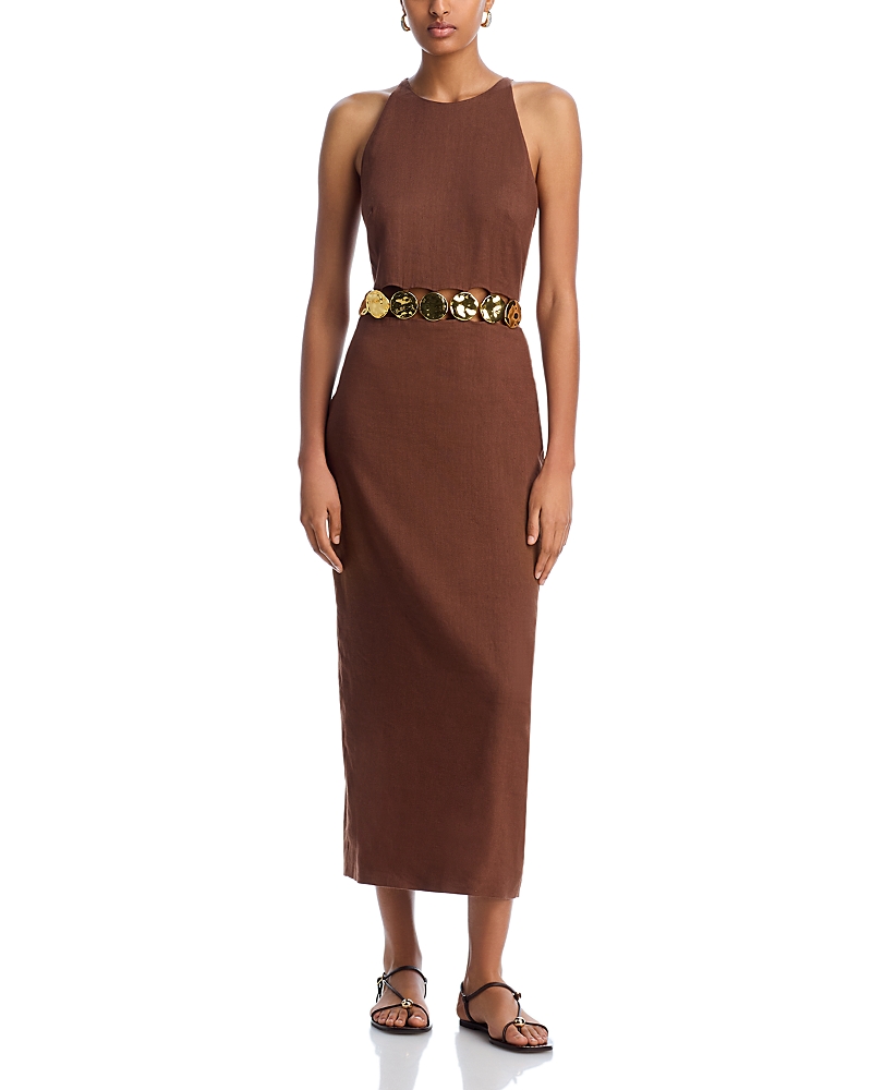Veronica Beard Isla Open Midriff Dress In Light Chickory Dove
