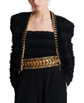 Women's Wide Waist Belt in Braided Chains and Leather