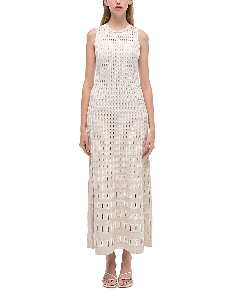 Shop Simkhai Zelma Eyelet Cutout Dress In Sand Multi