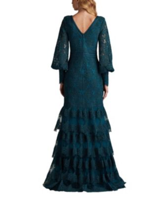 Aponi Tiered Embroidered Gown