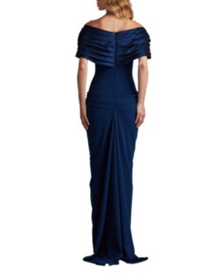 Tadashi Shoji Seraphine Pleated Portrait Collar Gown