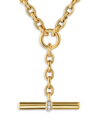 Mercer Petite Toggle Chain Necklace in 18K Yellow Gold with Diamonds, 4.5mm