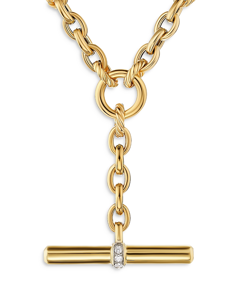 David Yurman Mercer Petite Toggle Chain Necklace in 18K Yellow Gold with Diamonds, 4.5mm