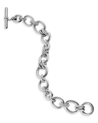Chain Bracelet in Sterling Silver with Diamonds, 8mm