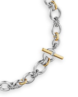 Mercer Chain Necklace in Sterling Silver with 18K Yellow Gold and Diamonds, 8mm