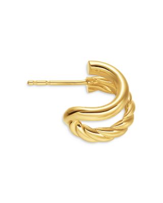 DY Mercer Double Hoop Huggie Earrings in 18K Yellow Gold, 7.8mm