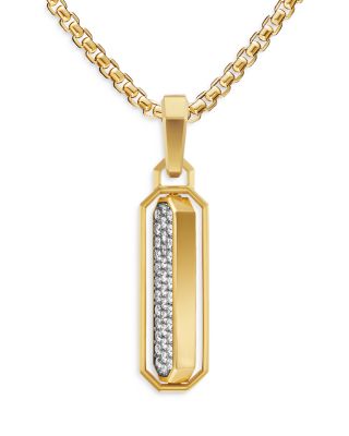 Men's Streamline Inlay Amulet in 18K Yellow Gold with Black Onyx and Diamonds, 30.7mm