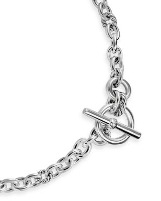Mercer Toggle Chain Necklace in Sterling Silver with Diamonds, 12.7mm