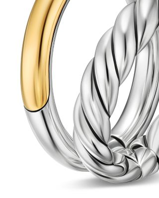 DY Mercer Two Row Ring in Sterling Silver with 18K Yellow Gold, 8mm