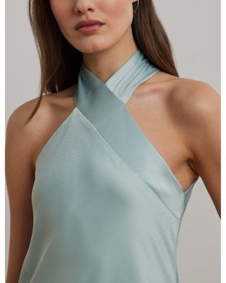 Ralph Lauren Satin Charmeuse Halter Cocktail Dress