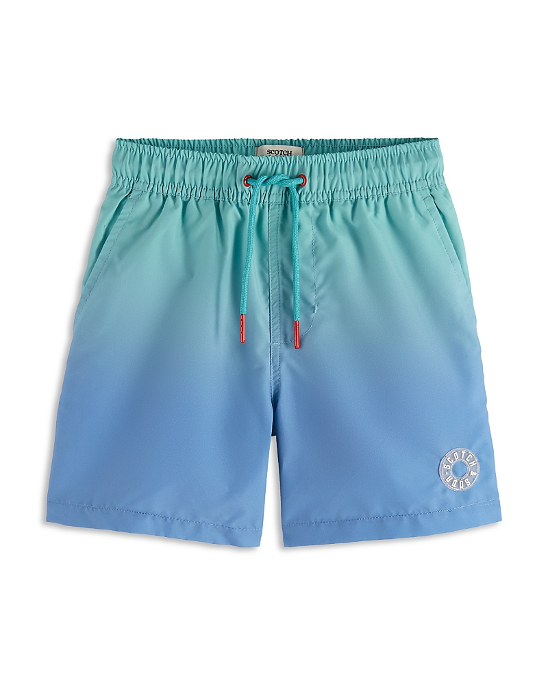 Scotch & Soda Boys' Mid Length Magic Swim Shorts - Little Kid, Big Kid In Diamond Blue Aop