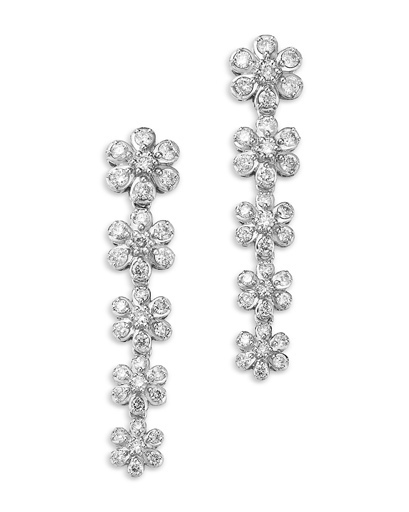 Bloomingdale's Fine Collection Diamond Flower Drop Earrings In 14k White Gold, 1.0 Ct. T. W. In White Gold