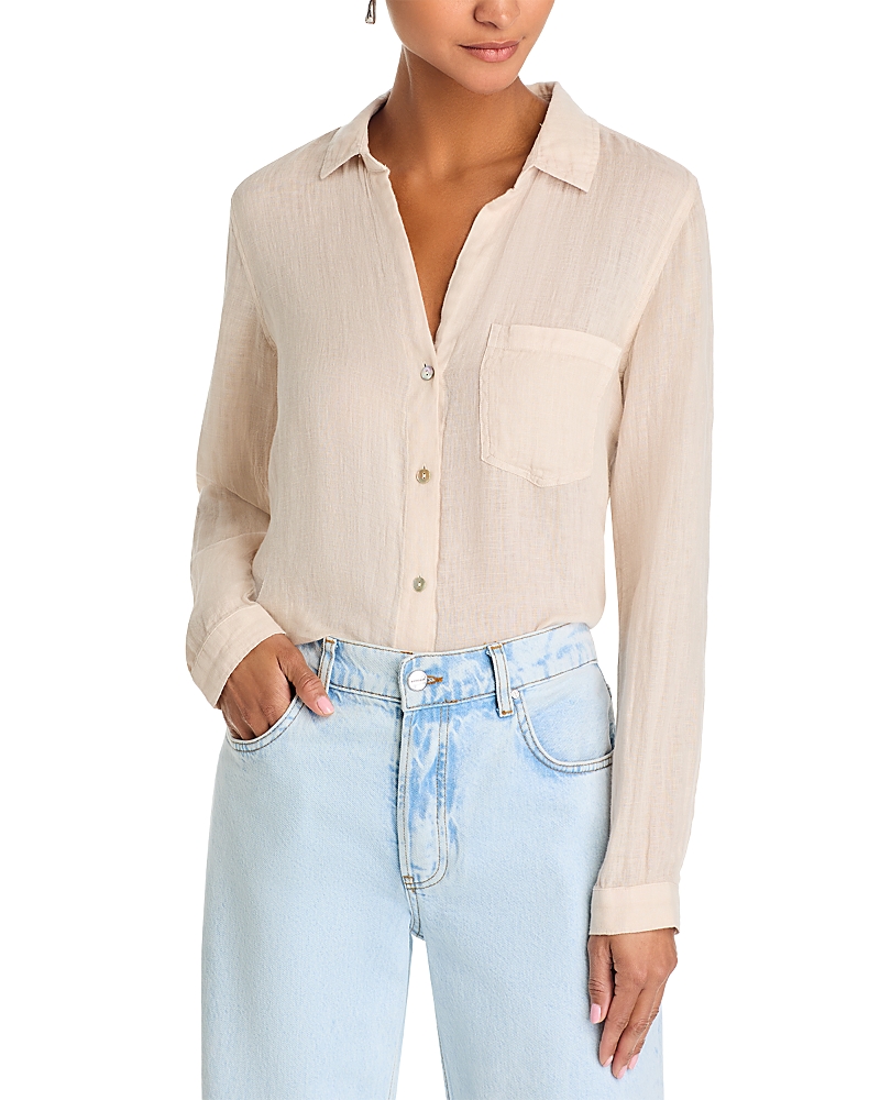 Shop Bella Dahl Linen Button Pocket Shirt In Linen Sand