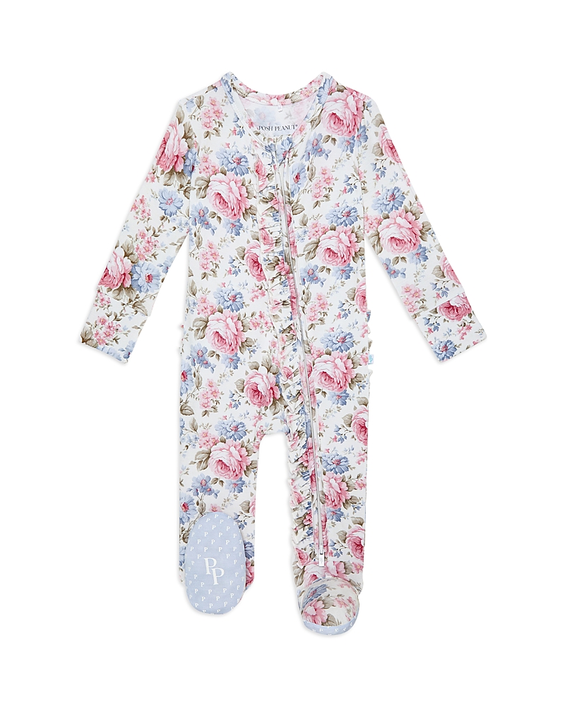 Posh Peanut Girls' Etta Ruffled Footie - Baby In White