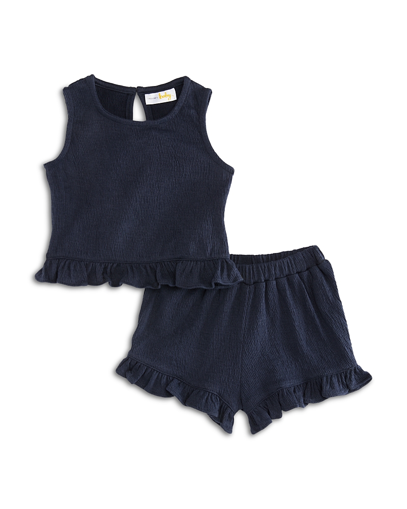 Bloomie's Baby Girls' Knit Gauze Top & Shorts Set, Baby - Exclusive In Navy