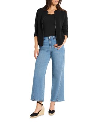 Weave Mix Knit Front Zip Jacket