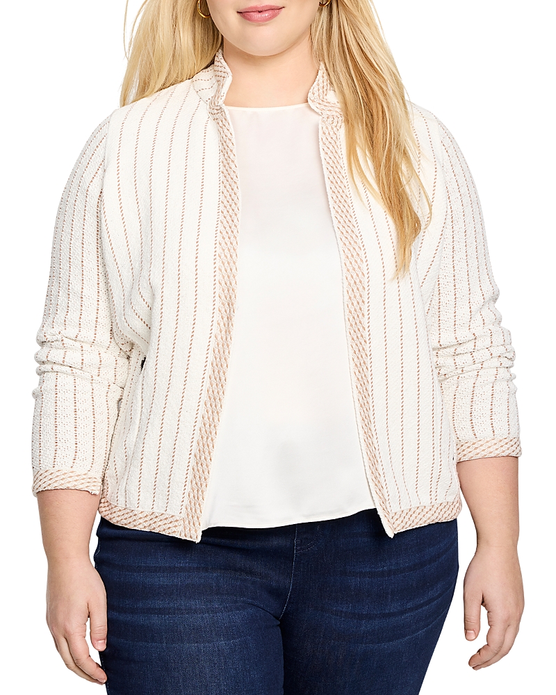 Nic+zoe Plus Pinstripe Stand Collar Jacket In Neutral Multi