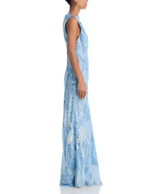 Printed High Neck Maxi Dress