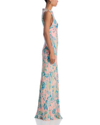 Printed High Neck Maxi Gown