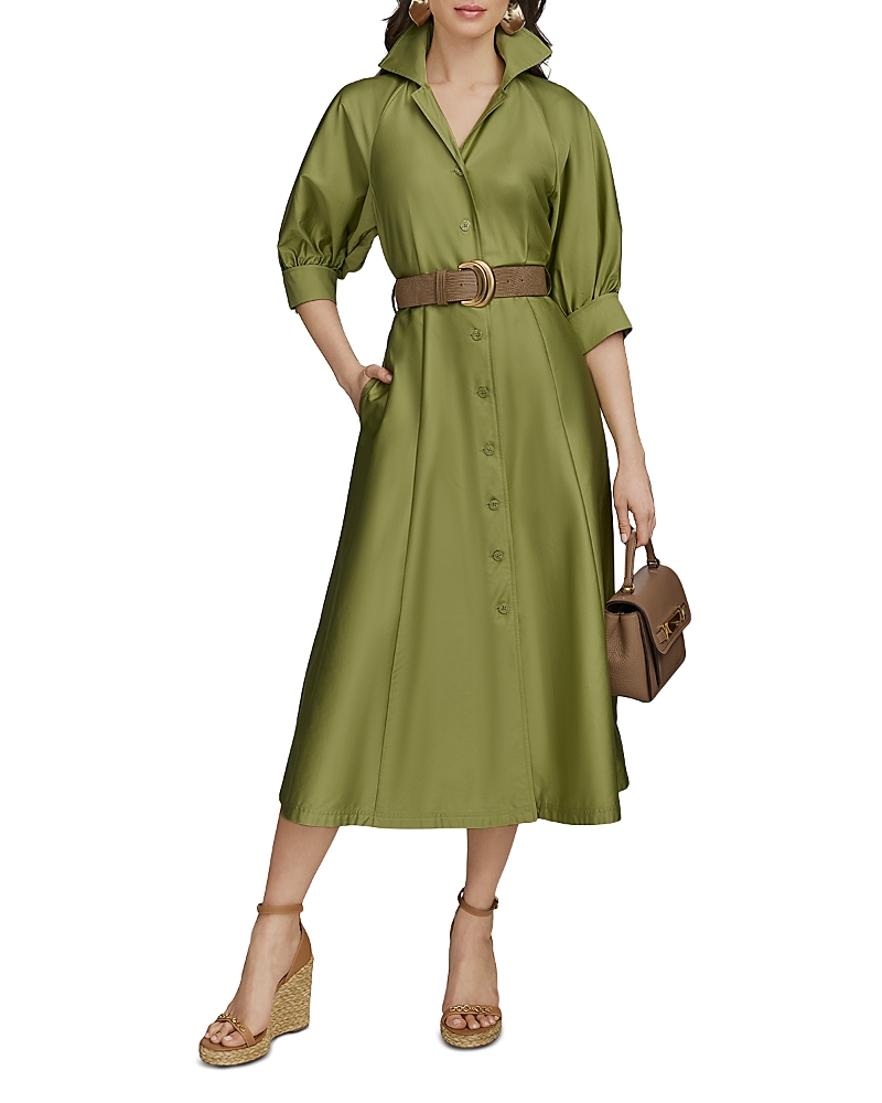 Donna Karan Belted A Line Midi Satin Dress