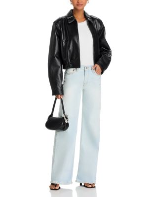Studded Mid Rise Wide Leg Jeans in Acqua Stud