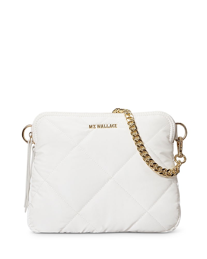 Mz Wallace Madison Quilted Nylon Crossbody Bag In Chalk Liquid/gold