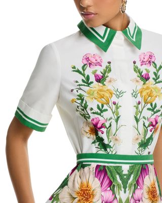 Cotton Flower Print Shirt Dress